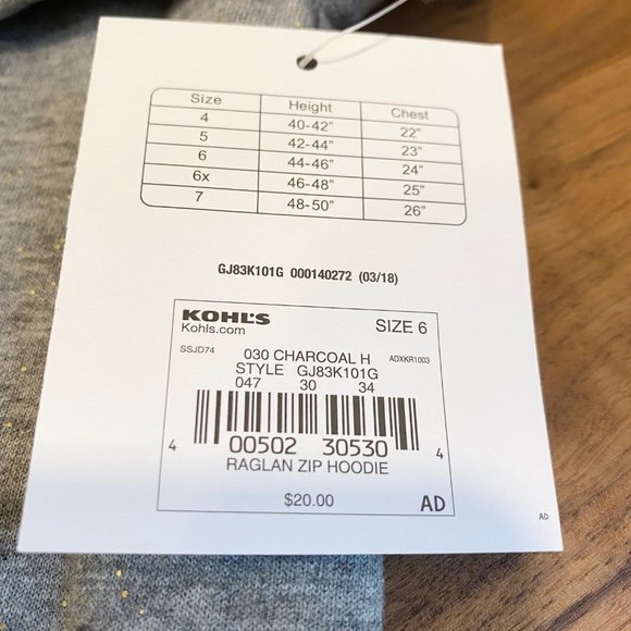 Jumping Beans Kids Charcoal Gray French Terry Hoodie with Gold Sparkly Glitter - Picture 5 of 8